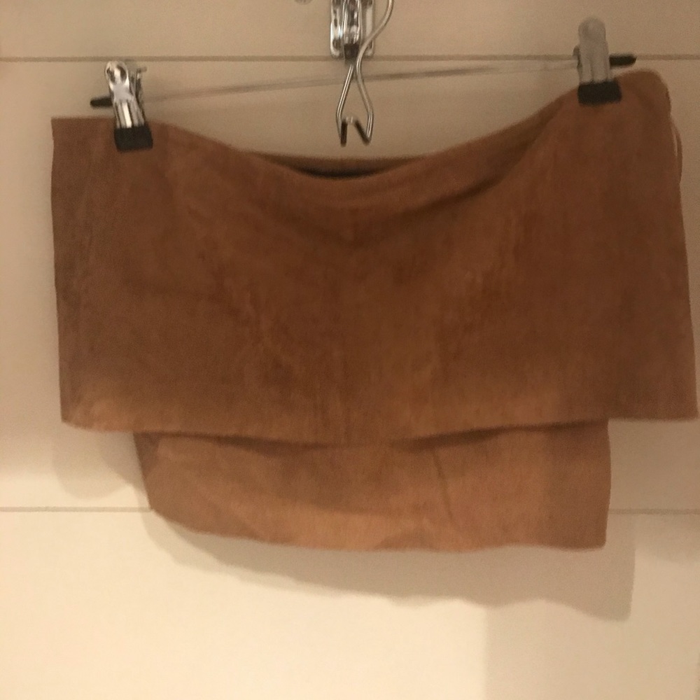 Olivaceous faux suede top